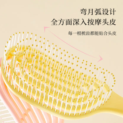 Fluffy Hair Artifact Comb Styling Hollow Long Handle Back Style Comb Curly Hair Rifle Comb Massage Household Big Curved Comb for Women - image 3
