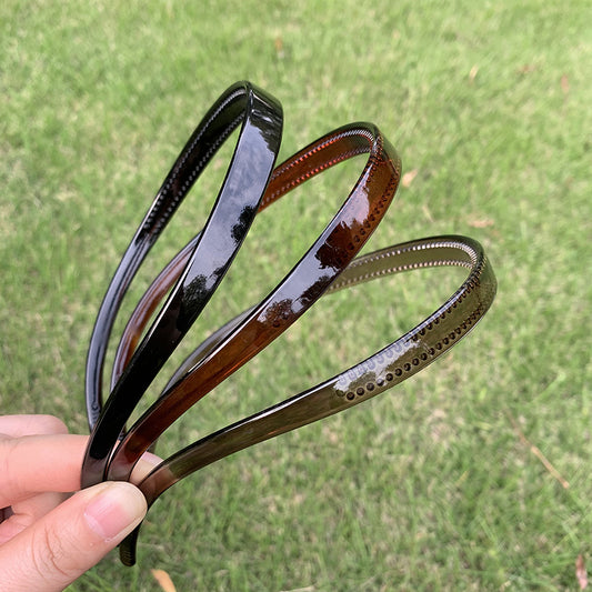 South Korea personality non-slip toothed PC headband cross-border solid color U-shaped design headband durable elastic high hair accessories - image 2