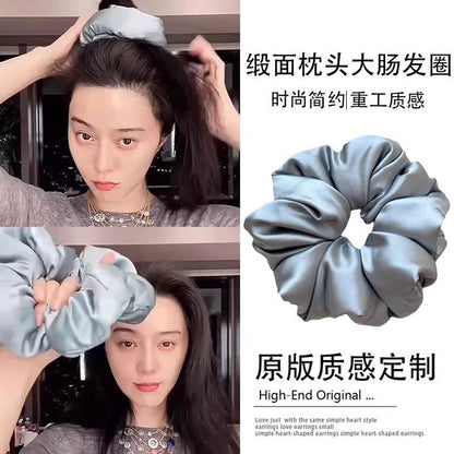 Korean-Style Silk Hair Tie Oversized Scrunchie for Women 2025 High Bun Elegant Non-Damaging Hair Rope - image 1