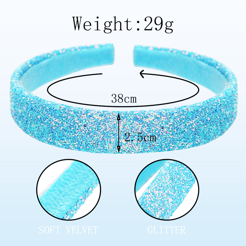 New fresh girls' headband high Skull top glitter 2.5cm wide edge hairpin color cross-border hair accessories headband supply - image 4