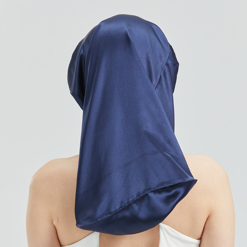 Silk long hair cap elastic band long hair nightcap breathable windproof warm silk Mulberry silk elastic hair cap - image 2