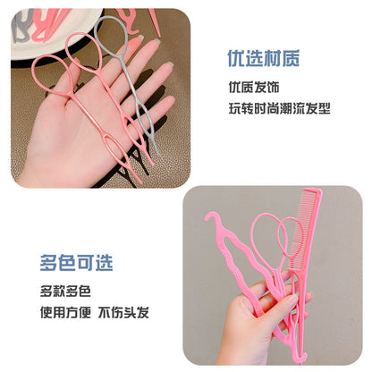 Children's Hair braiding hair pulling artifact little girl hair braiding tool hair pulling Pin Hook hair curler universal hair comb suit - image 4