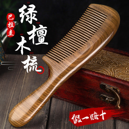 Factory Direct Sales Natural Green Sandalwood Comb Wide Tooth Anti-hair Loss Genuine Women's Special Long Hair Handle Moon Comb - image 1