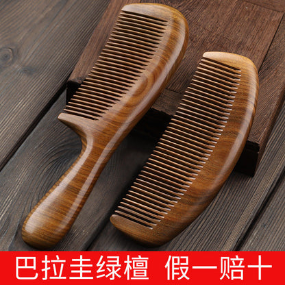 Factory Direct Sales Natural Green Sandalwood Comb Wide Tooth Anti-hair Loss Genuine Women's Special Long Hair Handle Moon Comb - image 2