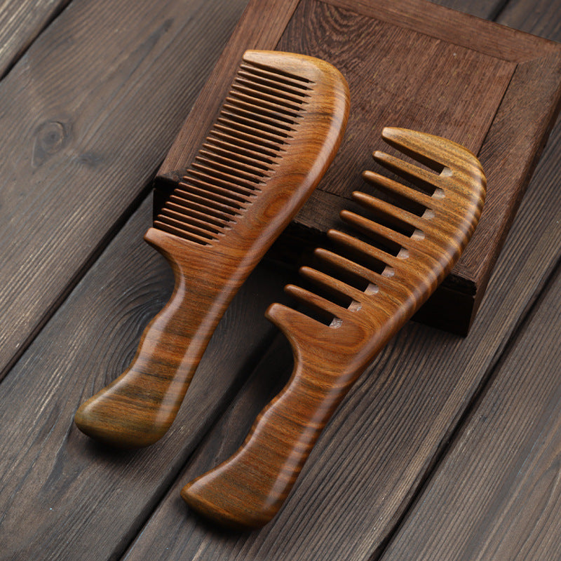 Factory Direct Sales Natural Green Sandalwood Comb Wide Tooth Anti-hair Loss Genuine Women's Special Long Hair Handle Moon Comb - image 4