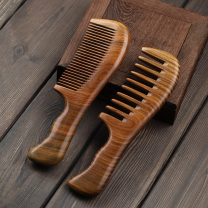 Factory Direct Sales Natural Green Sandalwood Comb Wide Tooth Anti-hair Loss Genuine Women's Special Long Hair Handle Moon Comb - image 4