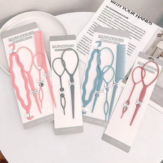 Hair Styling Tool Set of Four for Adults and Children, Lazy Hair Braiding Tool, Hair Styling Gadget, Manufacturer Wholesale for Stray Hair - image 1