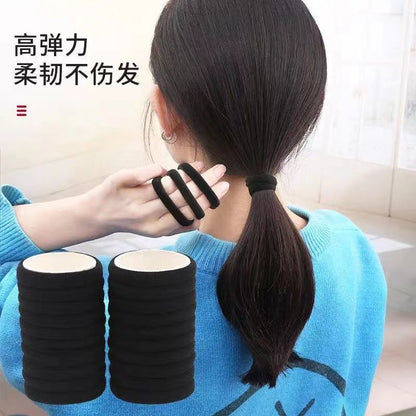 4cm Black High Elastic Headband Towel Hair Tie Seamless Hair Rope Amazon Korean Style Rubber Band Hair Accessories for Women Wholesale - image 3