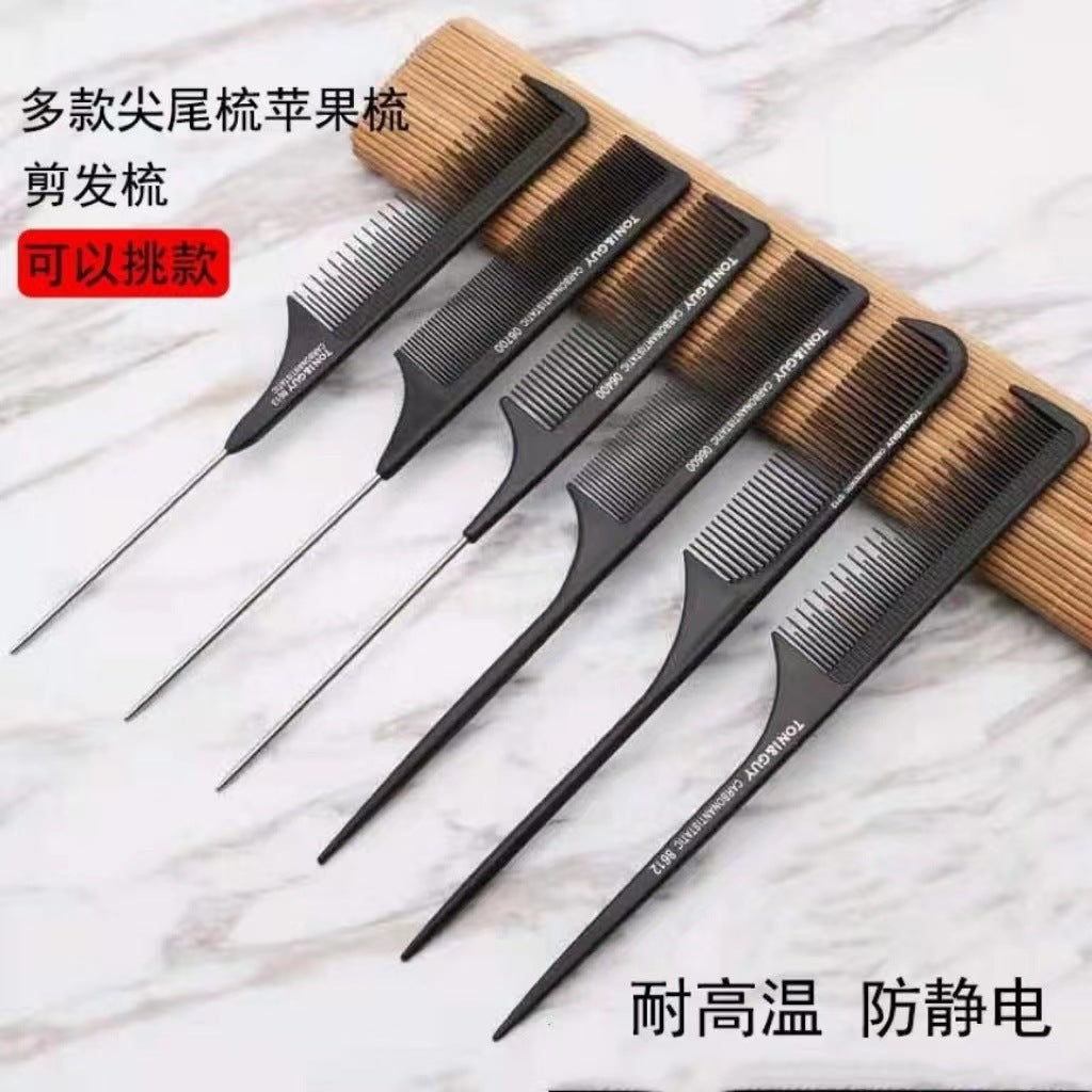steel needle highlighting comb pointed tail comb hair salon styling comb distribution comb plastic highlighting hair comb steel needle rat tail hair comb - image 1