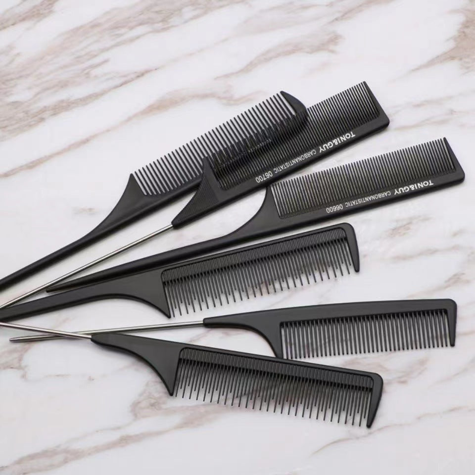 steel needle highlighting comb pointed tail comb hair salon styling comb distribution comb plastic highlighting hair comb steel needle rat tail hair comb - image 2