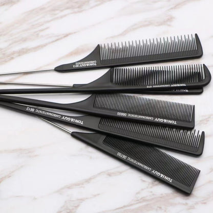 steel needle highlighting comb pointed tail comb hair salon styling comb distribution comb plastic highlighting hair comb steel needle rat tail hair comb - image 4