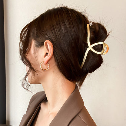 Pearl Hair Clip Back Head Clip Large South Korea Elegant Alloy Shark Clip Hair Clip Hair Clip Hair Clip Headwear - image 3