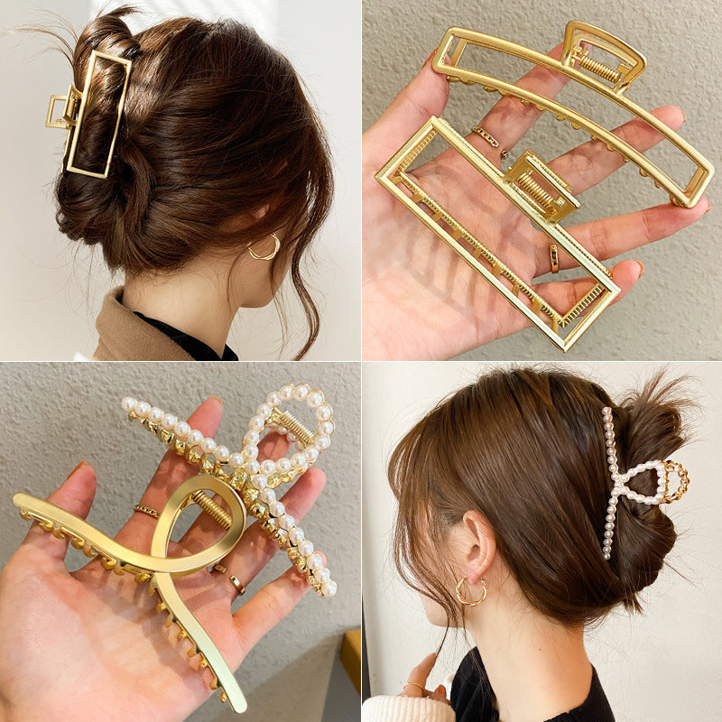 Pearl Hair Clip Back Head Clip Large South Korea Elegant Alloy Shark Clip Hair Clip Hair Clip Hair Clip Headwear - image 4