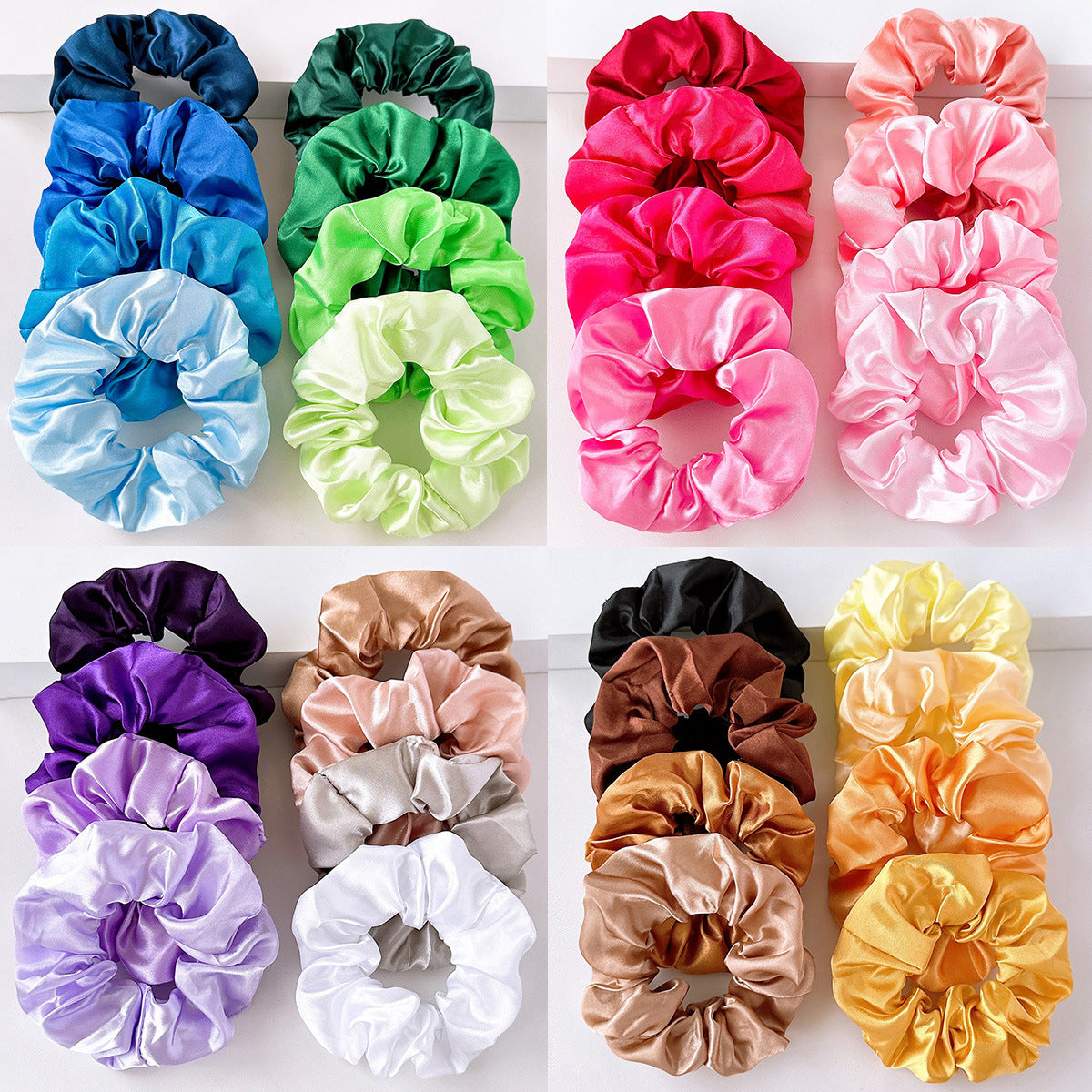 Cross-border Amazon Sading Fabric Large Intestine Hair Ring Hair Rope Europe and America Solid Color Simple Hair Rope Hair Accessories Wholesale - image 1