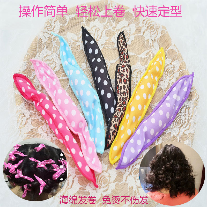 Factory direct sponge curling iron no heat sleep curling iron wave point hair curling pear flower head sleep hair curling tube wholesale - image 1