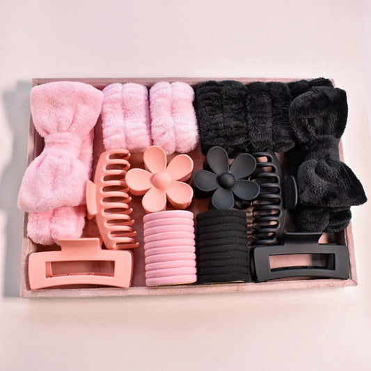 Matte Frosted Large Hair Clip with Bow, Soft Hair Tie, High Elasticity Hair Band, 16-Piece Set, Washable Band - image 1