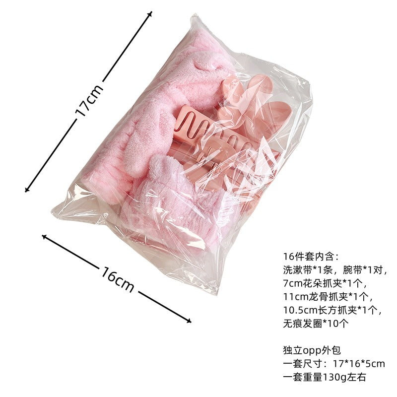 Matte Frosted Large Hair Clip with Bow, Soft Hair Tie, High Elasticity Hair Band, 16-Piece Set, Washable Band - image 5
