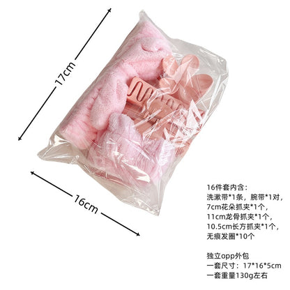 Matte Frosted Large Hair Clip with Bow, Soft Hair Tie, High Elasticity Hair Band, 16-Piece Set, Washable Band - image 5