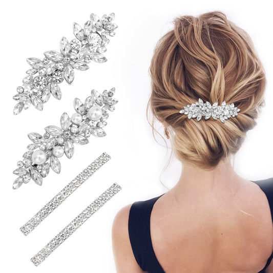 Europe and the United States cross-border hair clip horse eye glass water drill hair clip back head hair accessories headdress pearl spring clip suit - image 1