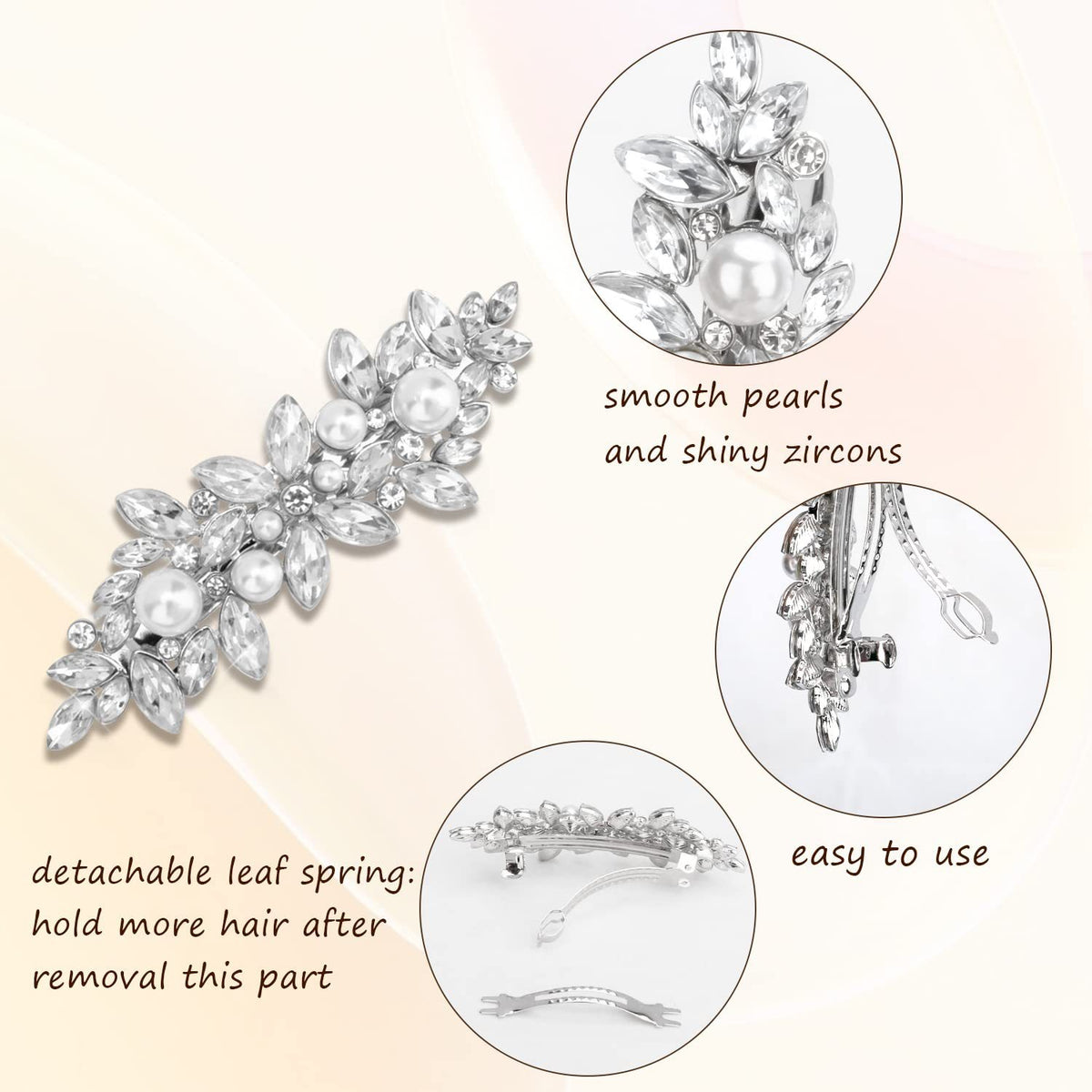 Europe and the United States cross-border hair clip horse eye glass water drill hair clip back head hair accessories headdress pearl spring clip suit - image 3