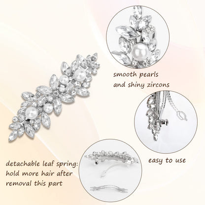 Europe and the United States cross-border hair clip horse eye glass water drill hair clip back head hair accessories headdress pearl spring clip suit - image 3