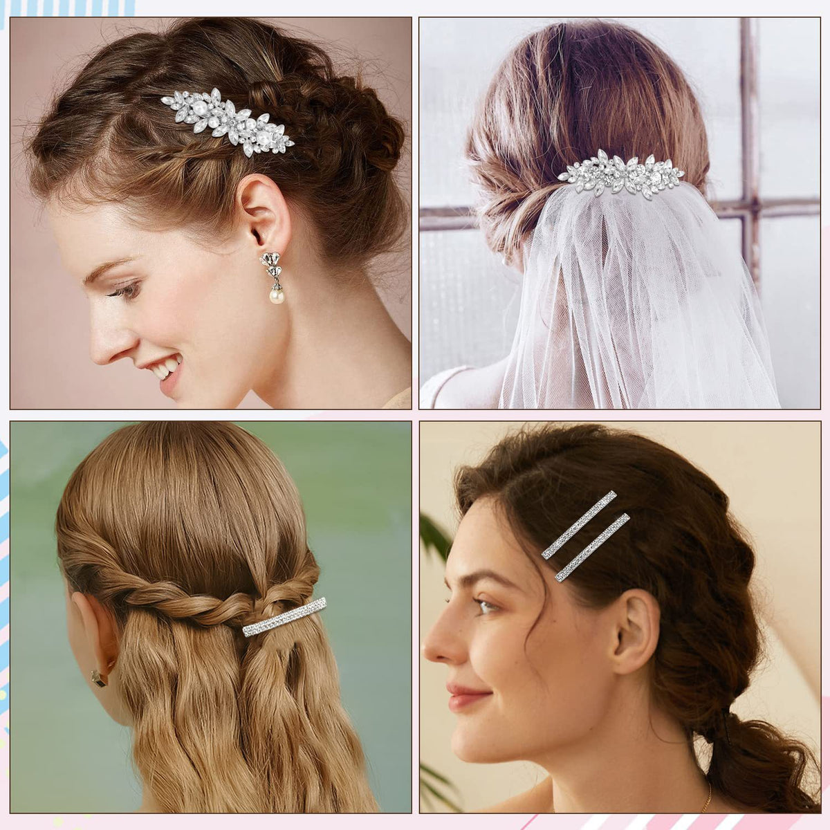 Europe and the United States cross-border hair clip horse eye glass water drill hair clip back head hair accessories headdress pearl spring clip suit - image 4