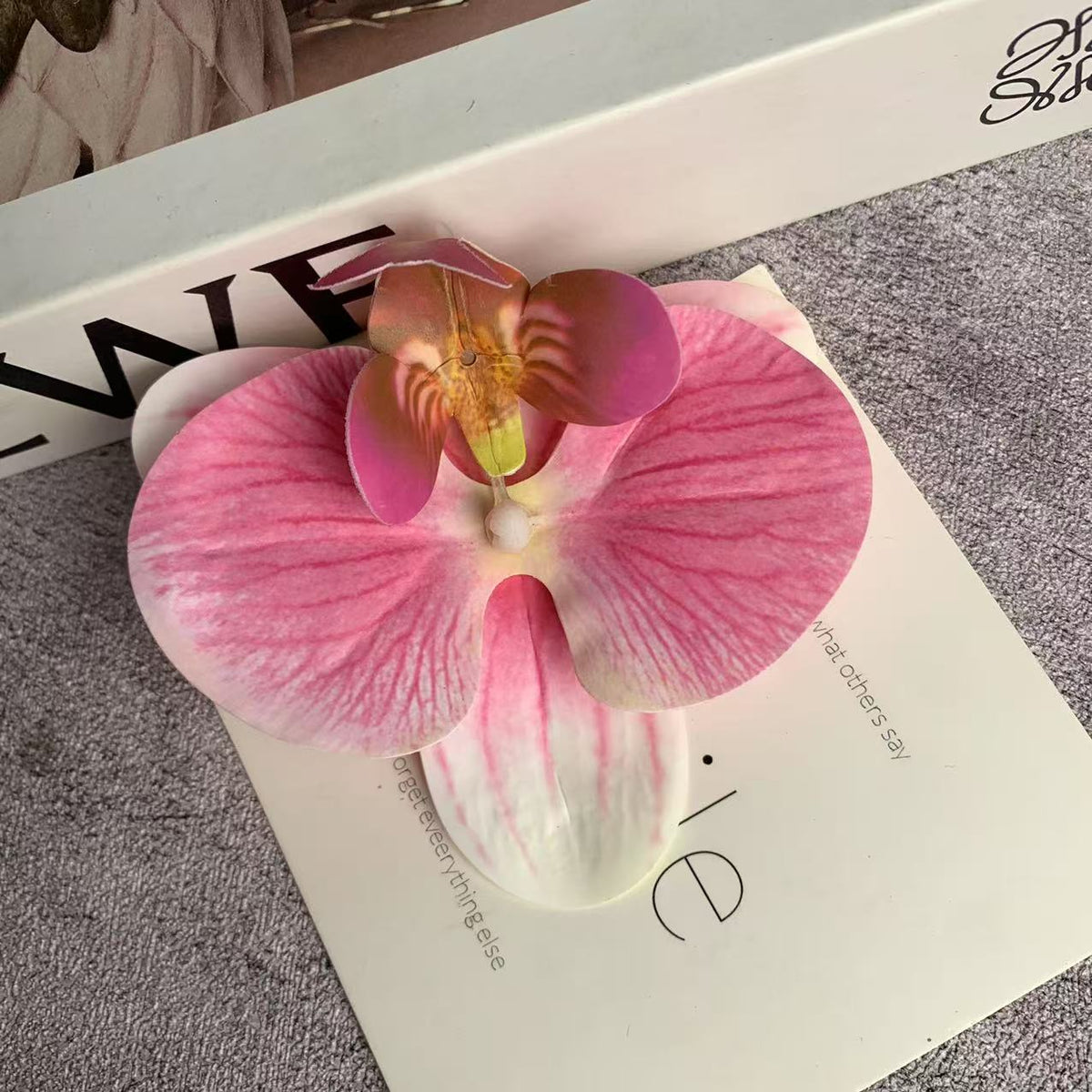 Net red Phalaenopsis flower head 3d printing film simulation diy hair card decorative flower 9cm hand gift candy box - image 4