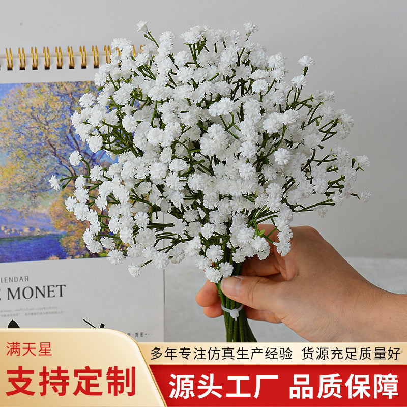 Wholesale small short branch baby's hair star wedding holding flower baby's hair star bouquet decoration material diy simulation flower with grass - image 1