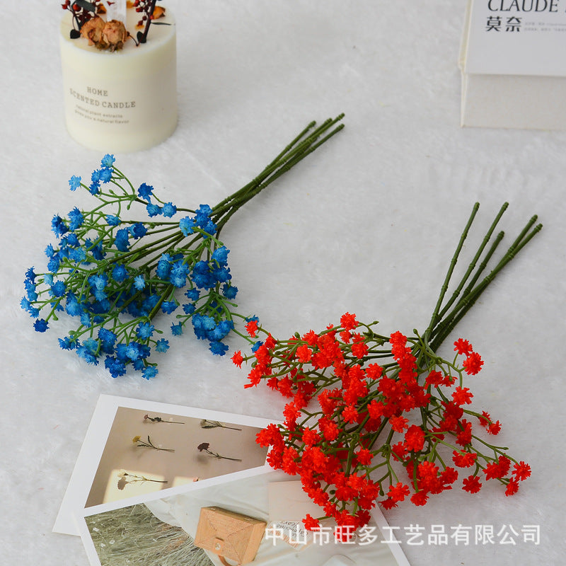Wholesale small short branch baby's hair star wedding holding flower baby's hair star bouquet decoration material diy simulation flower with grass - image 2
