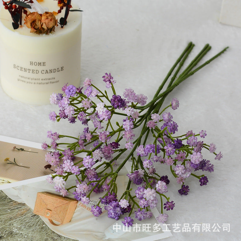Wholesale small short branch baby's hair star wedding holding flower baby's hair star bouquet decoration material diy simulation flower with grass - image 4