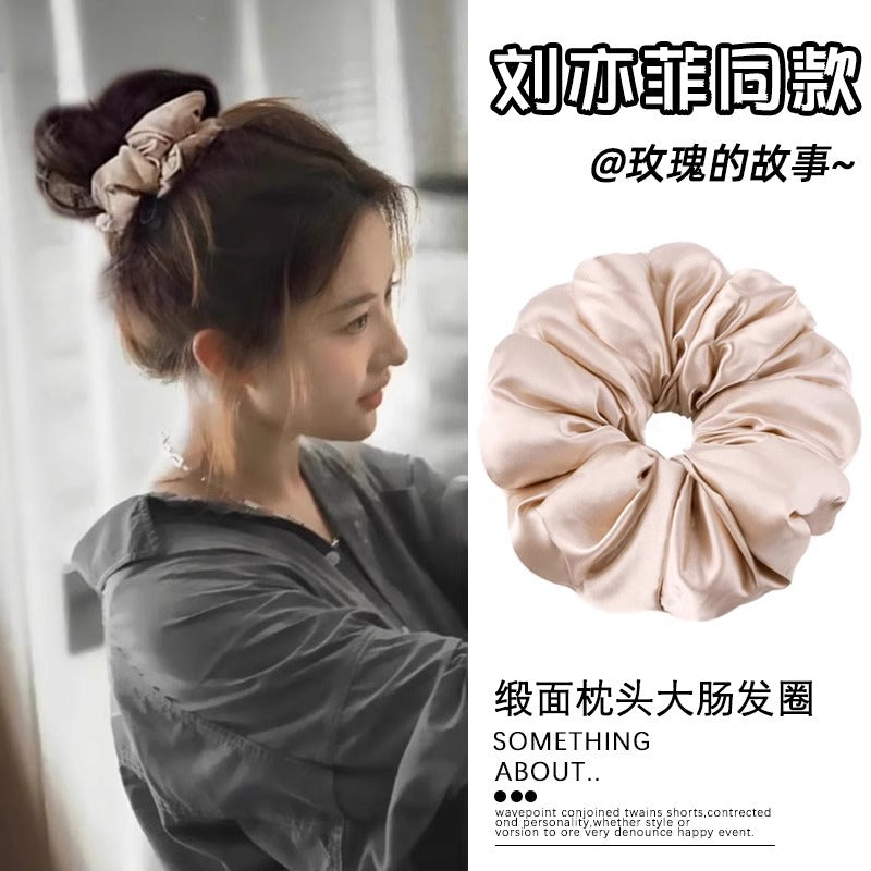 Liu Yifei's Same Satin Pillow Hair Ring Large Intestine Silk Sleep Hair Rope Girl's Ball Hair Accessories Hair Rope Rubber Band - image 1