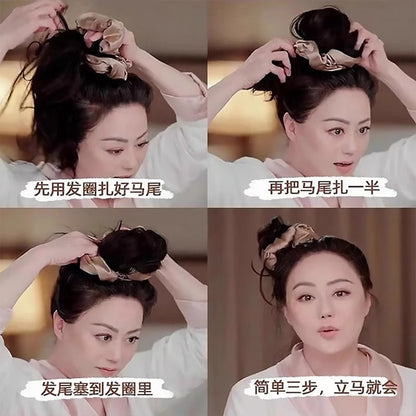 Liu Yifei's Same Satin Pillow Hair Ring Large Intestine Silk Sleep Hair Rope Girl's Ball Hair Accessories Hair Rope Rubber Band - image 3