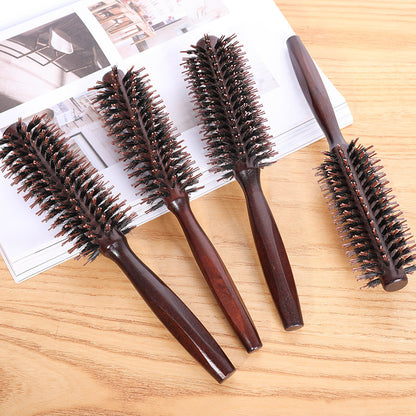 Boar Bristle Curling Comb Household Wooden Comb Blow Styling Inner Buckle Roller Comb Hair Salon Hairdressing Tool Cylinder Curling Comb - image 4