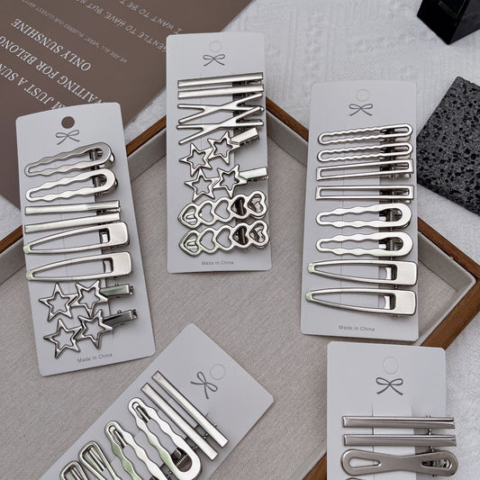 Metal Hairpin Side Broken Hair Bangs Hairpin Spice Girl Hair Accessories silver Bangs Clip suit Cyber Red Side Clip - image 1
