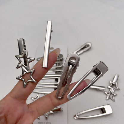 Metal Hairpin Side Broken Hair Bangs Hairpin Spice Girl Hair Accessories silver Bangs Clip suit Cyber Red Side Clip - image 4