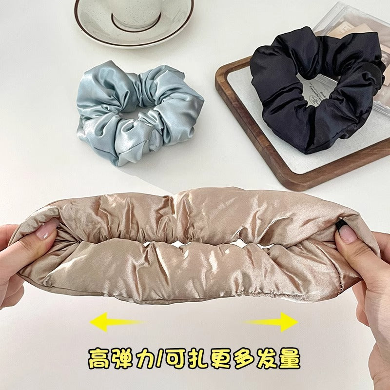 French Satin Bowel Pillow Large Size Silk Sleeping Hair Rope High Elastic Curly Hair Artifact Hair Rope for Women - image 4