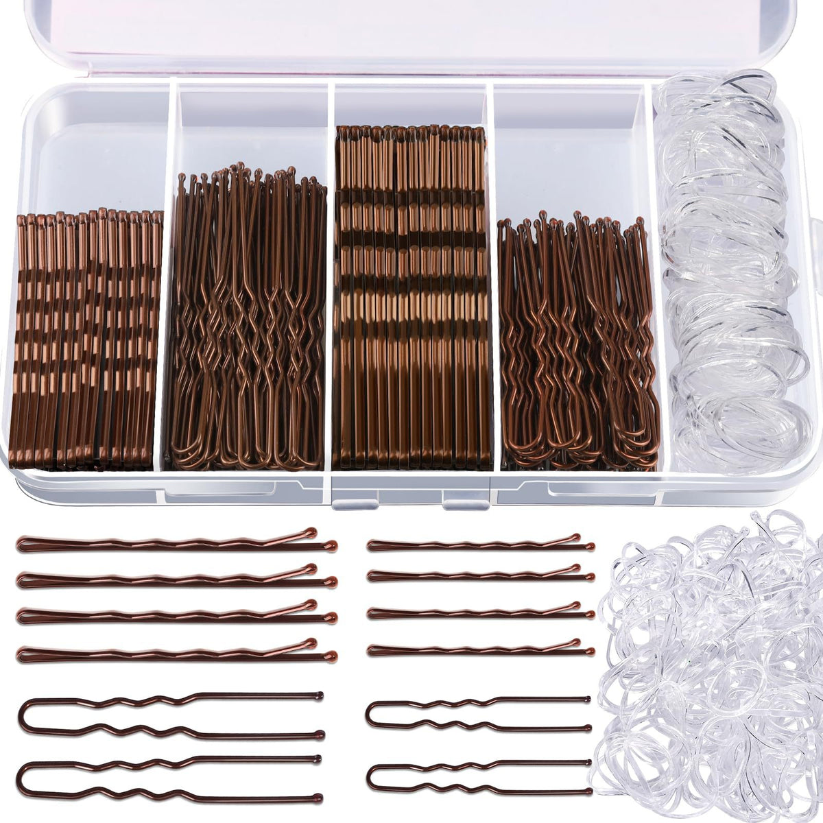 Cross-border 300 pieces suit brown dish hair u-clip clip boxed metal hairpin suit Amazon hot sale - image 1