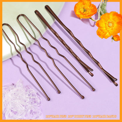 Cross-border 300 pieces suit brown dish hair u-clip clip boxed metal hairpin suit Amazon hot sale - image 2