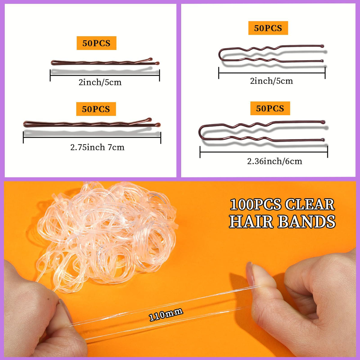 Cross-border 300 pieces suit brown dish hair u-clip clip boxed metal hairpin suit Amazon hot sale - image 3