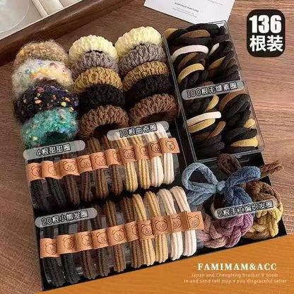 Hairband and Hairband Set Rubber Band Hair Tie for Women Bow Bear Combination Does Not Hurt Hair Hair Rope Hair Accessories Wholesale - image 2