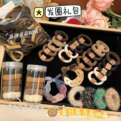 Hairband and Hairband Set Rubber Band Hair Tie for Women Bow Bear Combination Does Not Hurt Hair Hair Rope Hair Accessories Wholesale - image 3