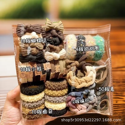 Hairband and Hairband Set Rubber Band Hair Tie for Women Bow Bear Combination Does Not Hurt Hair Hair Rope Hair Accessories Wholesale - image 4