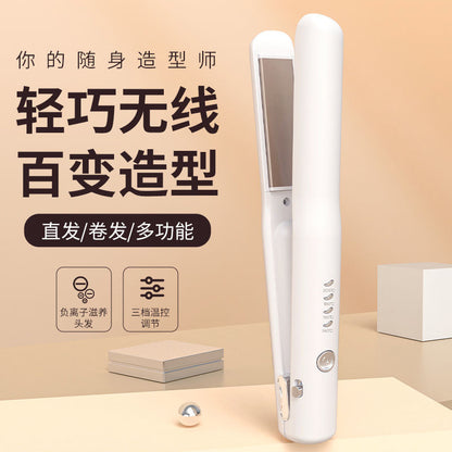 Cross-border Wireless Charging Straight Hair Splint Straight Roll Dual-purpose Curling Rod USB Splint Mini Portable Corn Fluffy - image 2