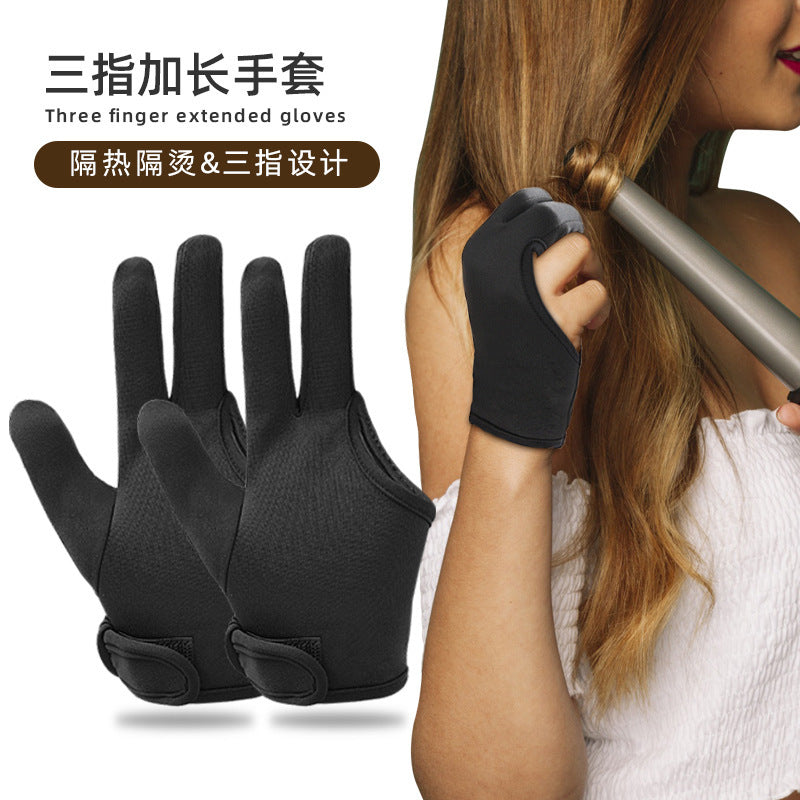 Anti-scald Gloves High Temperature Heat Insulation Gloves Curly Hair Perm Curling Rod Hair Salon Three-finger Gloves for Self-use - image 1