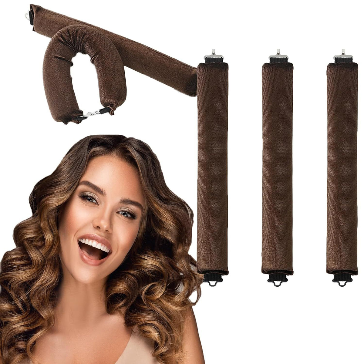 Cross-border Explosions 3 Hook Rubber Curly Hair Artifact No Heat Curling Stick Big Wave Hair Curling Tool Sleep Curly Hair - image 2