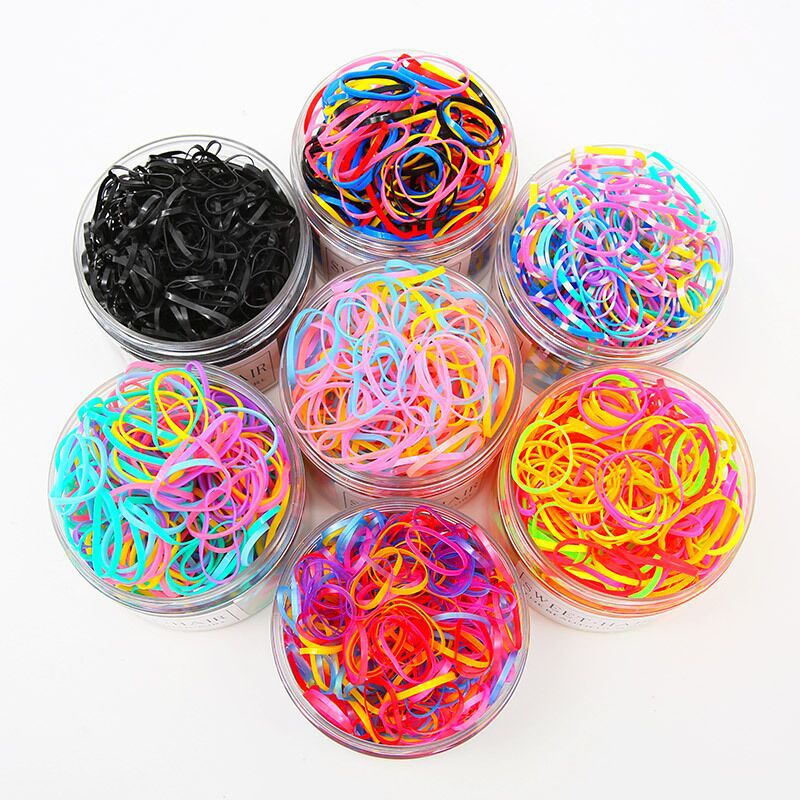 New Boxed Hair Rope Black Large Round Bottle Color High Elastic Hair Ring Strong Pull Continuous Children's Disposable Small Rubber Tendons - image 3