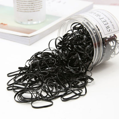New Boxed Hair Rope Black Large Round Bottle Color High Elastic Hair Ring Strong Pull Continuous Children's Disposable Small Rubber Tendons - image 4
