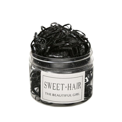New Boxed Hair Rope Black Large Round Bottle Color High Elastic Hair Ring Strong Pull Continuous Children's Disposable Small Rubber Tendons - image 5