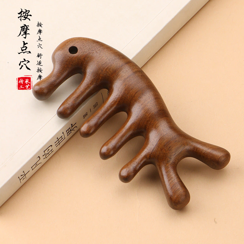Massage Comb Sandalwood Head Meridian Comb Head Therapy Massage Scraping for Men and Women Scalp Dredging Anti-Wide Teeth Brush Hair Comb - image 4