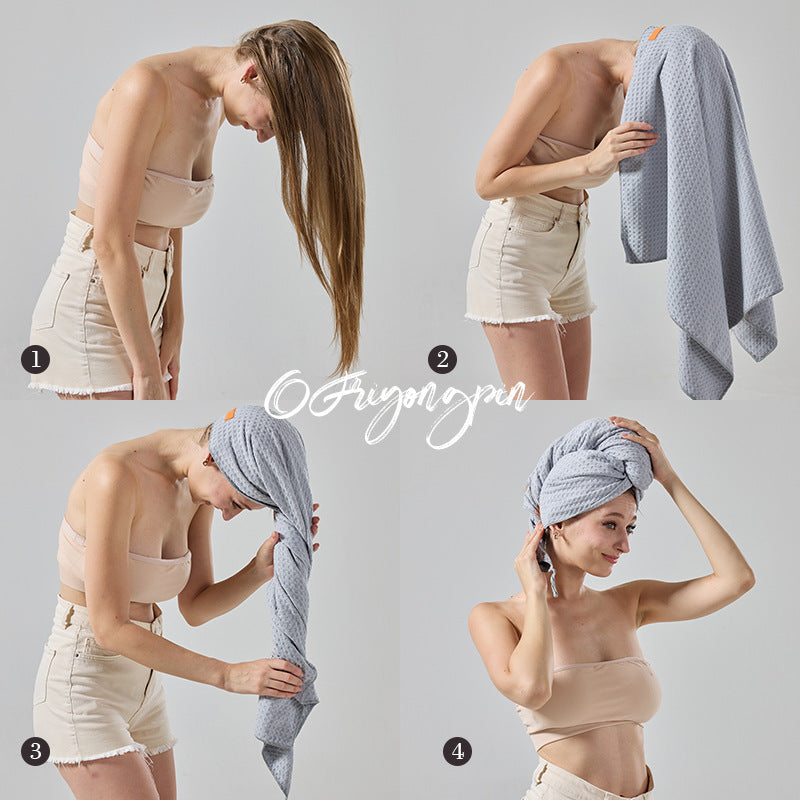 Multi-functional non-lint dry hair towel waffle dry hair cap women's super absorbent quick-drying headscarf dry hair towel - image 2